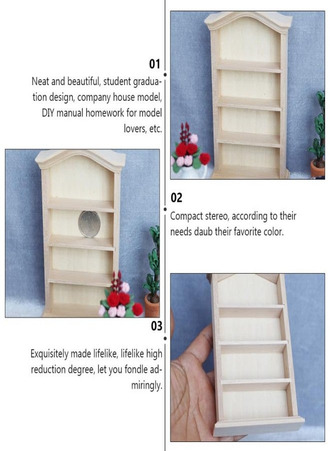 SHINEOFI 1 12 Scale Miniature Wooden Dollhouse Bookshelf Cabinet with 4-Tier Shelves Mini Dollhouse Furniture for Organization Craft Room Display and Doll Accessories - Image 4